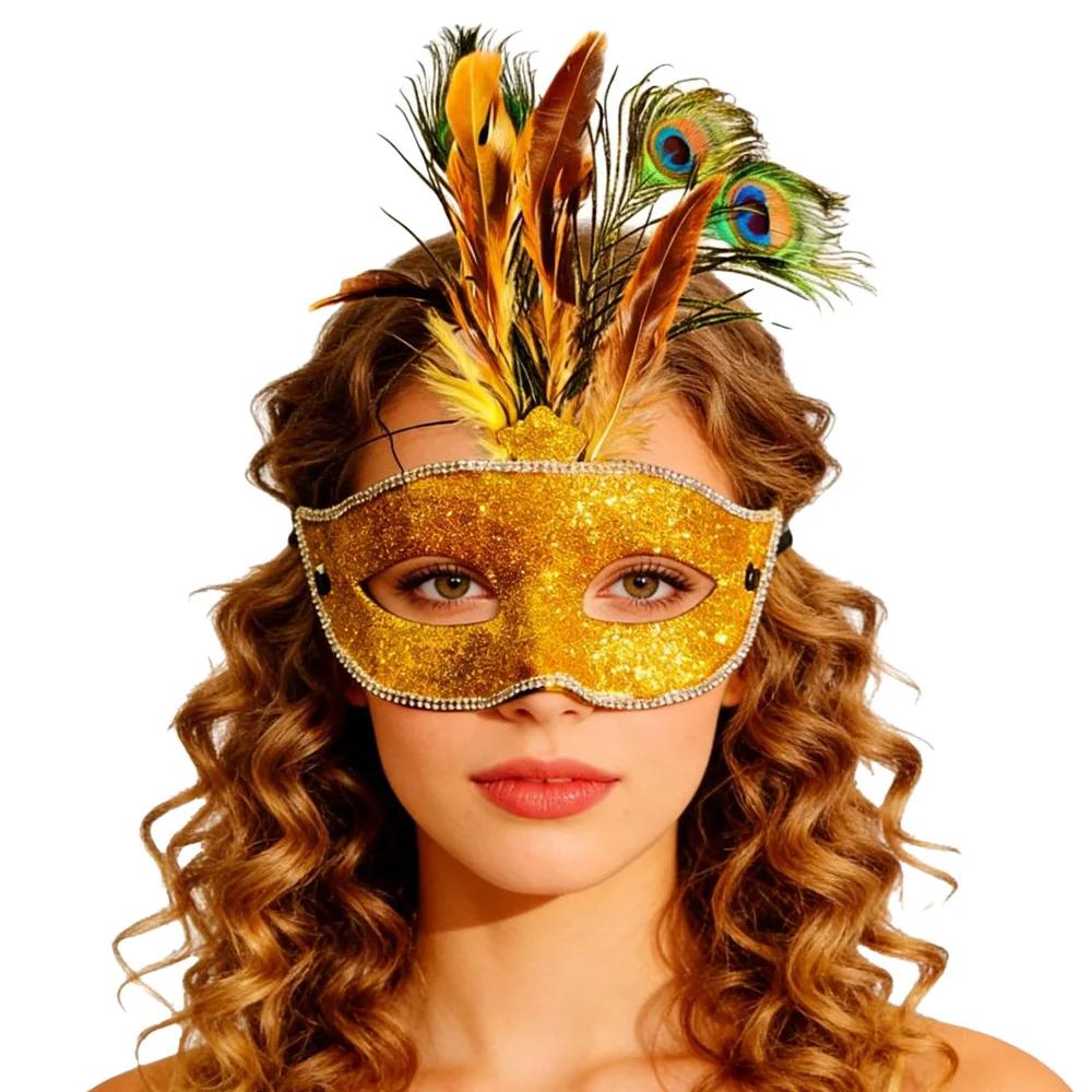 Half Face Feather Princess Mask Cosplay Queen Eyes Masks Carnival Masquerade Halloween Dress Up Party Costume Props High Quality