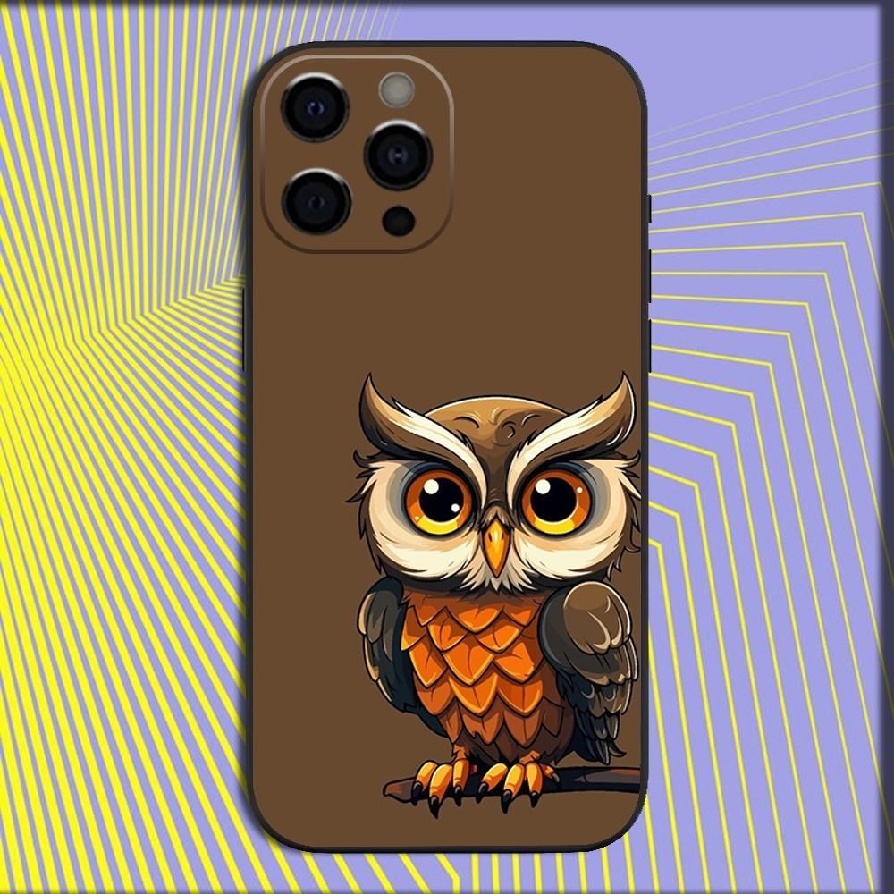 Cute Owl Phone Case For iPhone 16,15,14,13,12,11,Pro,X,XS,Max,XR,Plus,Mini Soft Black Cover iPhone11PRO