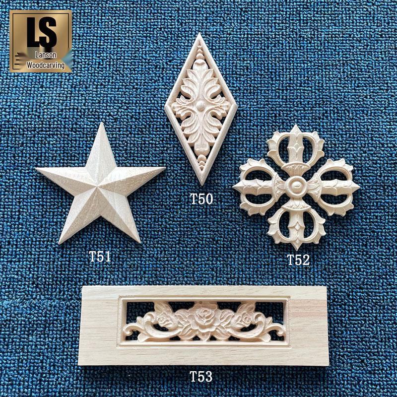 

Solid Wood Five-Pointed Star Rose Flower Carved Decorative Block Model T51 - 10cm