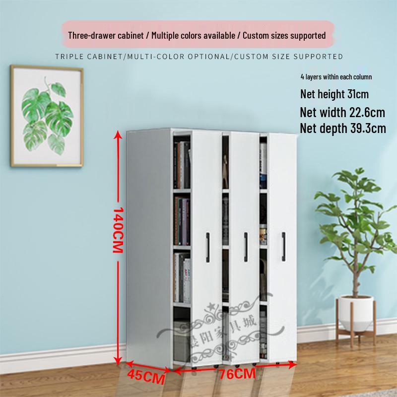 Compact Sliding Dustproof Bookshelf with Wheels and Hidden Gap Storage