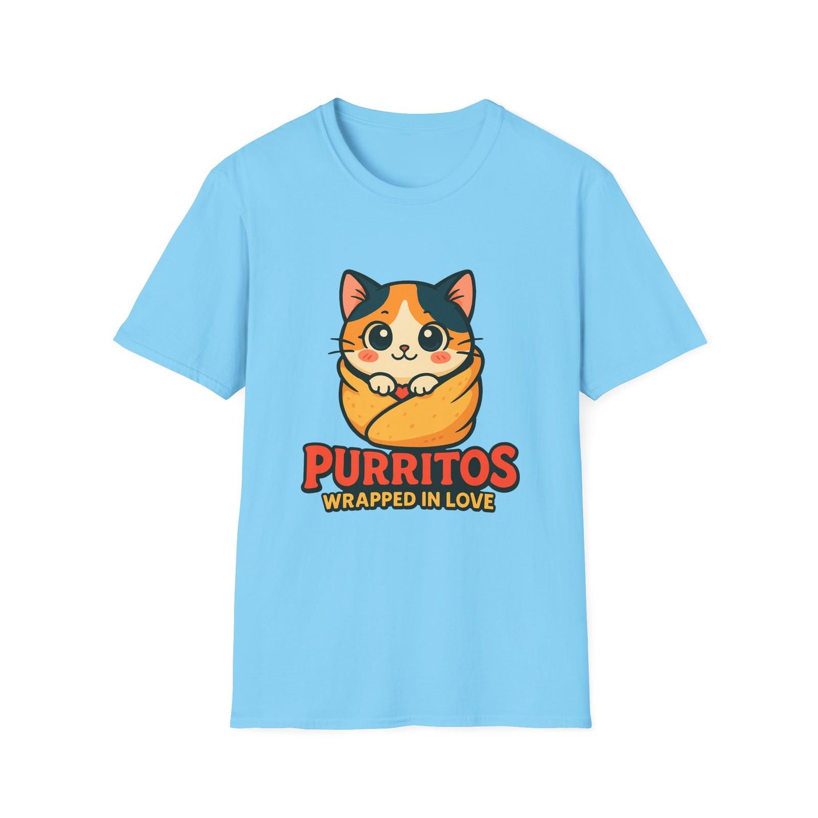 Unisex Softstyle T-Shirt Mens Womens Tees Top Burrito Cat Funny Purritos Wrapped in Love Cartoon XL