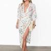 Dress Women's Fashion Suit Elegant Printed Long-sleeved Shirt Split Skirt Set