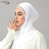 Women's Instant Hijab with Rhinestone Trim Beige Stretch Muslim Headscarf Elegant Ready-to-Wear Islamic Hijab for Daily