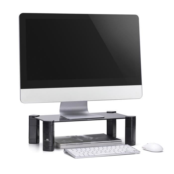 Adjustable Monitor Stand - Maclean - Mc-934 - Tempered Glass - Adjustable Height - 20 Kg Max