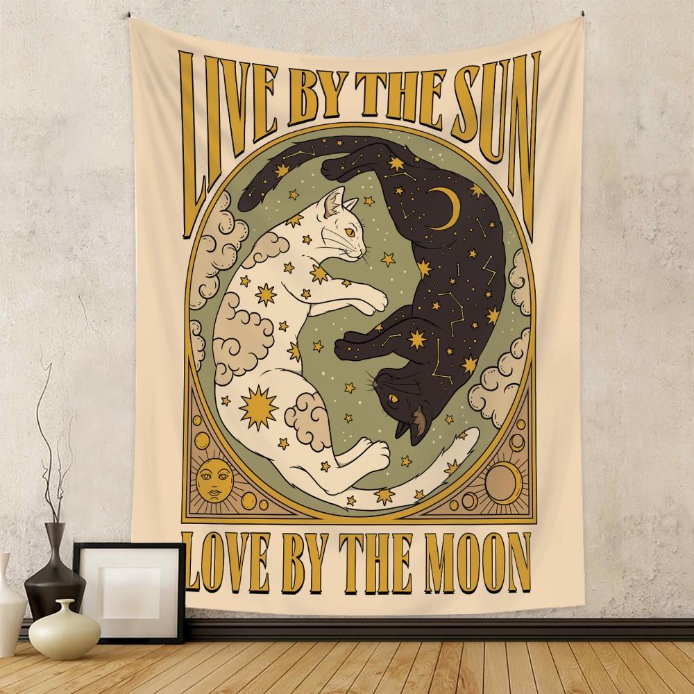 

VIKAMA Ins Wind Cat Tapestry Room Decoration Bedroom Headboard Backdrop Dormitory Wall Hanging Home Furnishings 74x94cm(29x37in)