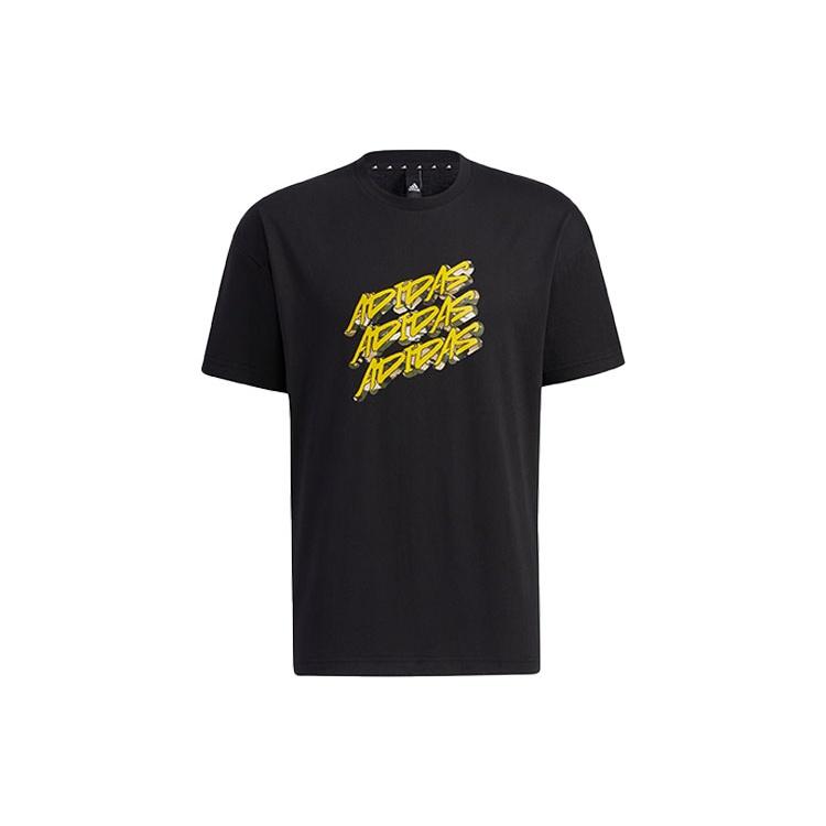 adidas Ub Gfx T Graffiti Printing Logo Sports Loose Short Sleeve Black Men s GP0840 XL