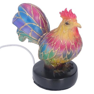 Candeeiro de Mesa Galo de Resina Manchada Luz Noturna LED Luz Noturna Animal para Decoração de Casa Cabeceira