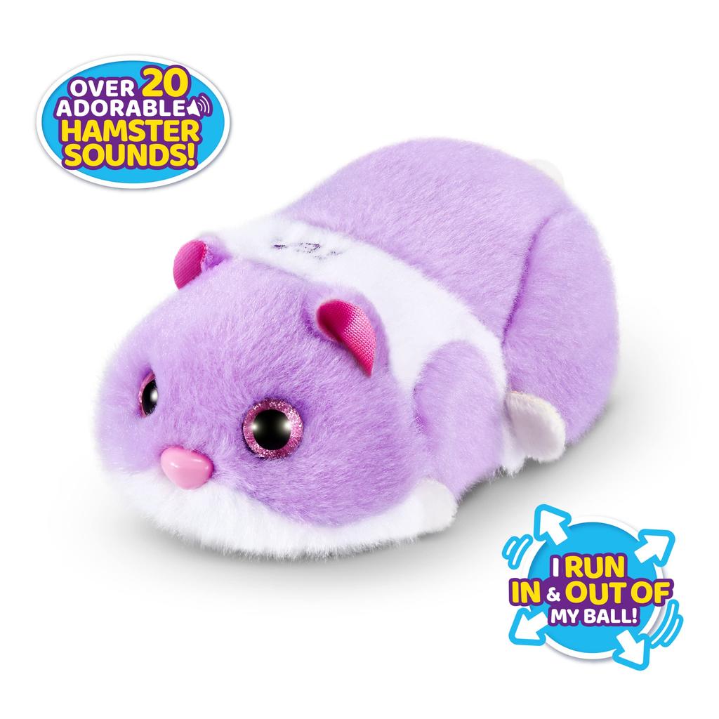 Pets Alive Hamstermania (Purple) by ZURU Hamster, Electronic Pet with 20+ Sounds, Interactive Hamster Ball Toy for Girls and Kids, 9543D
