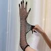 Fishnet Mittens Gothic Driving Bridal Gloves Rhinestones Gloves Mesh Gloves Tulle Mittens