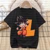 Dragon Ball Goku T-shirt Cotton Children A-Z Letter Tee Top Black Round Collar Clothing Boys Girl Summer Short Sleeve Kids