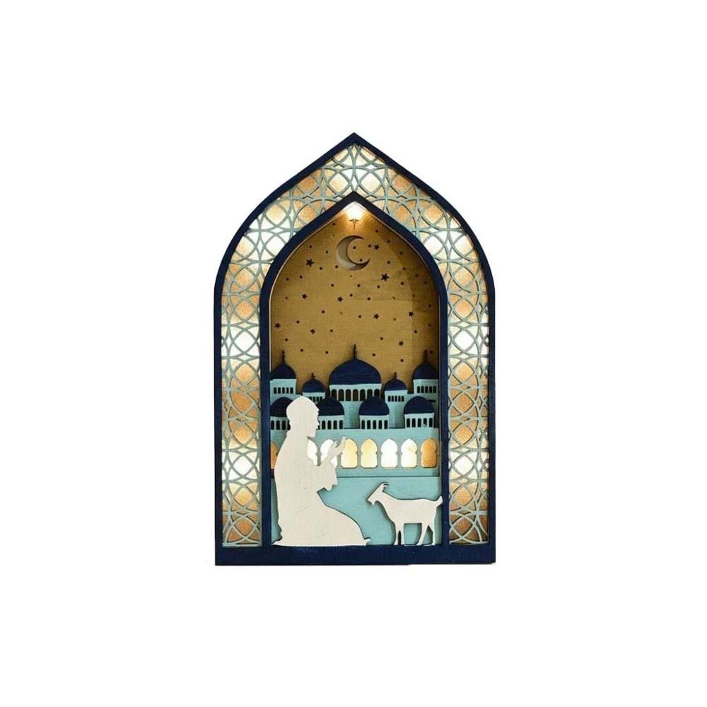 

LED Night Light Ornament Creative Eid Wooden Decoration Eid Desktop Ornament Wedding Style 5