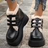 Fashion Belt Buckle Decoration Fur Cute Snow Boots Women 2025 Winter Soft Non Slip Thick Bottom Ankle Boots Warm Short Plush Booties