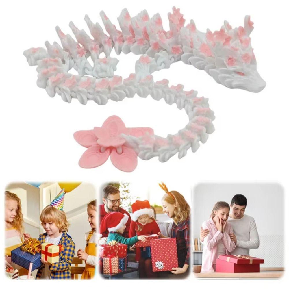 Laser 3D Printed Diceratops Dragon Sakura Dragon 3D Articulated Dragon Toys Kid Gift