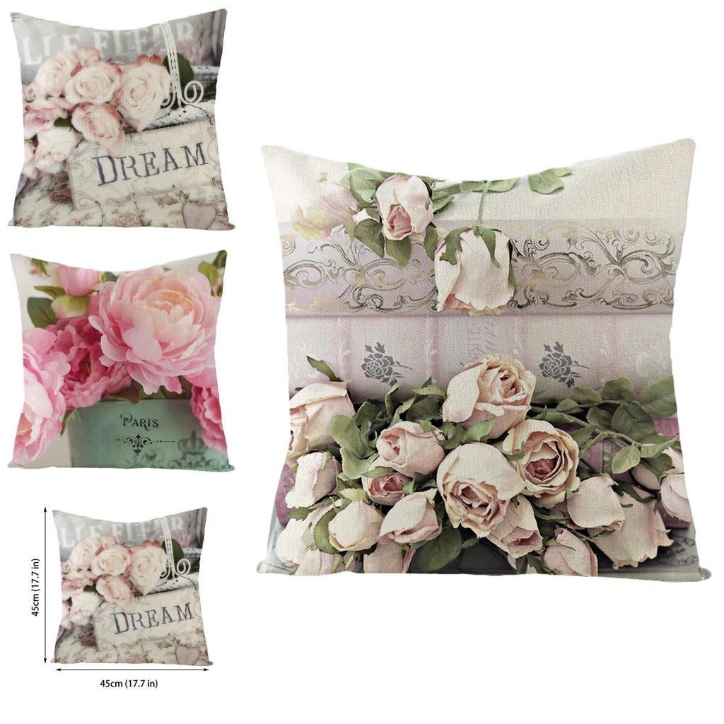Beautiful Flower Printed Cushion Cover With Splash Waterproof Design For Home Decor