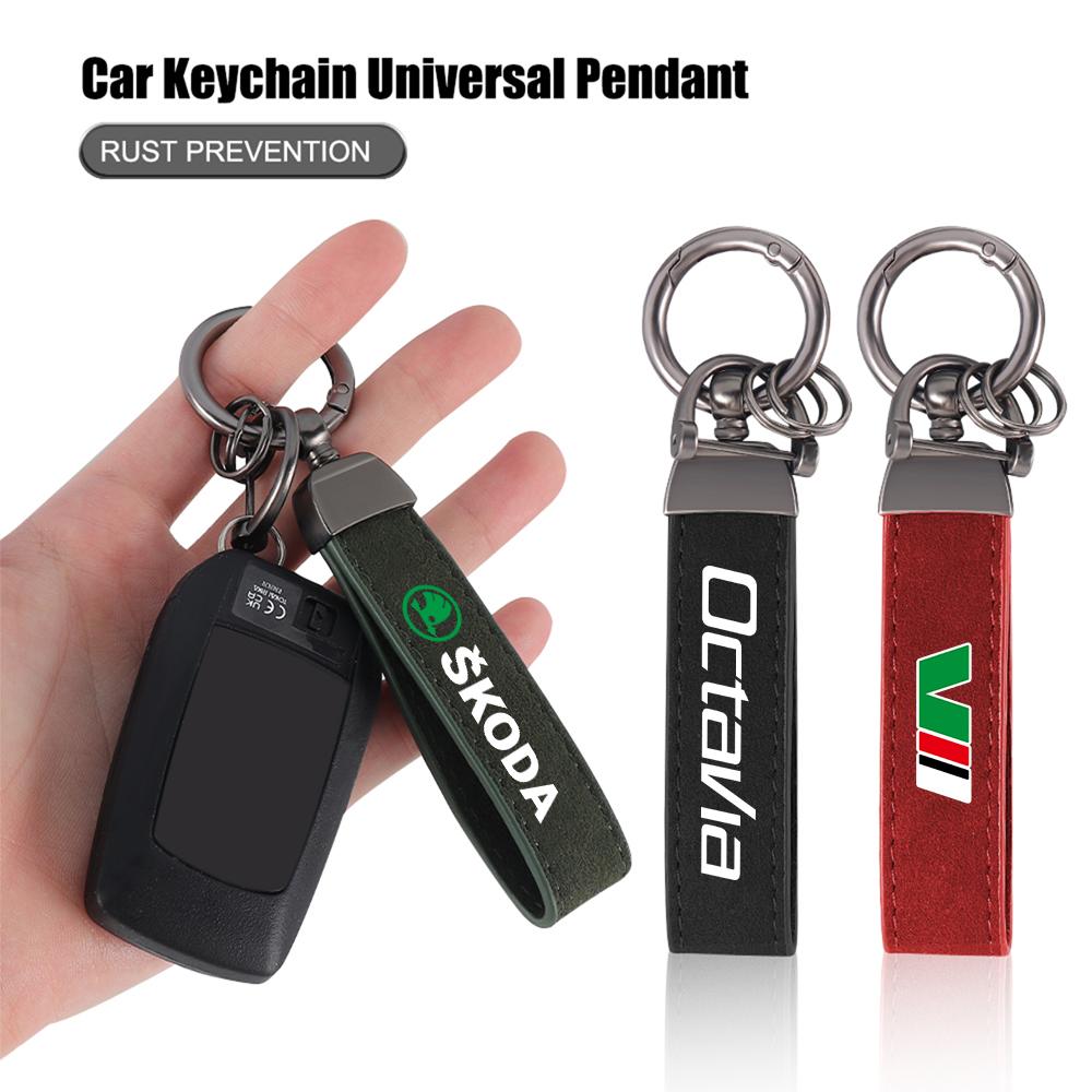 Car Styling Keychain Suede Keyrings Key Accessories Gifts For Skoda Fabia Kodiaq Kamiq Superb Yeti Octavia Enyaq Rapid Karoq VII fxdj44