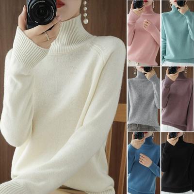Herbst und Winter Kragen Wolle Kaschmir Pullover Pullover Frauen Lose High-neck Gestrickte Bodenbildung Plus Größe Pullover