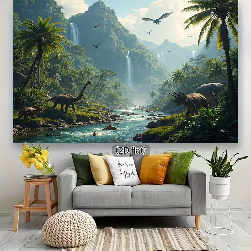 2D Jurassic Dinosaur Backdrop, Prehistoric Jungle Photography Background
