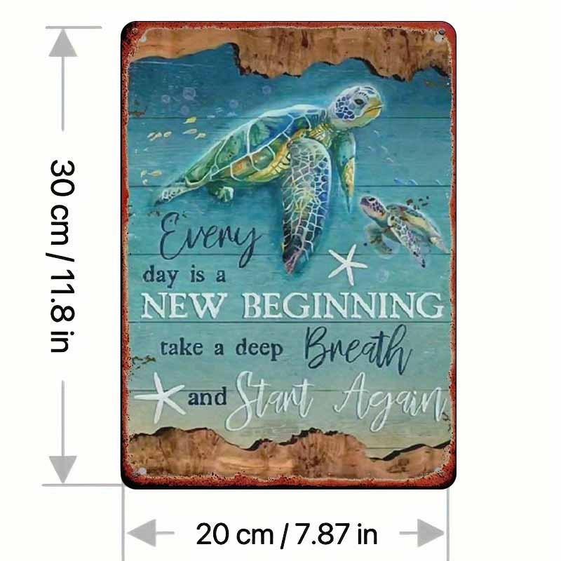 

Turtle and Starfish Tin Sign x Ocean Metal Wall Art Retro Iron Plaque for Bedroom Bar Garage Garden Coastal Beach Decor 20x30cm（7.8x11.8inch）