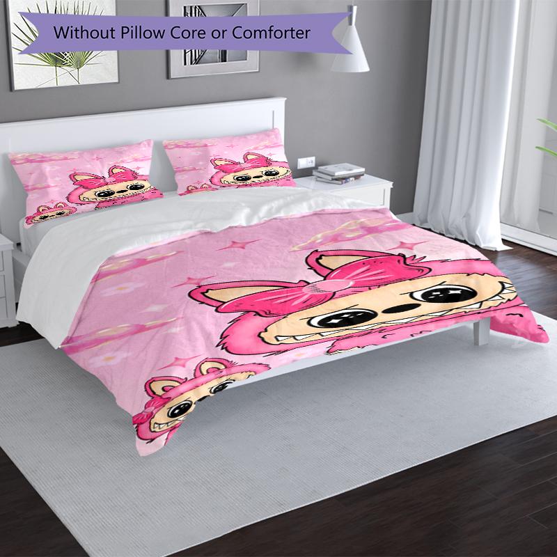 Pink Fantasy Design Bed Bedding Set 1 Duvet Cover + 2 Pillowcases Soft Breathable Household Bed Linens
