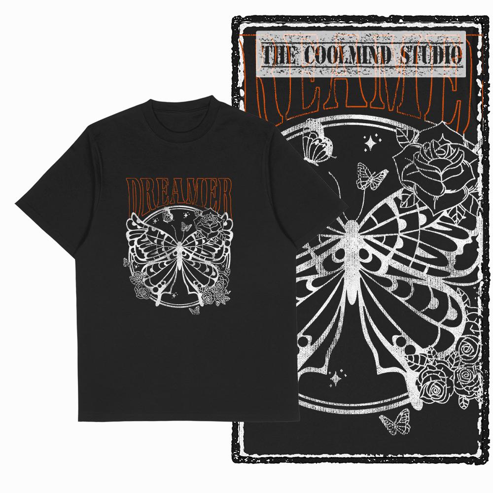 Coolmind X0113 Butterfly Vibes 100 cotton exclusive graphic Unisex tshirt big size streetwear t shirt for Unisex tee shirts