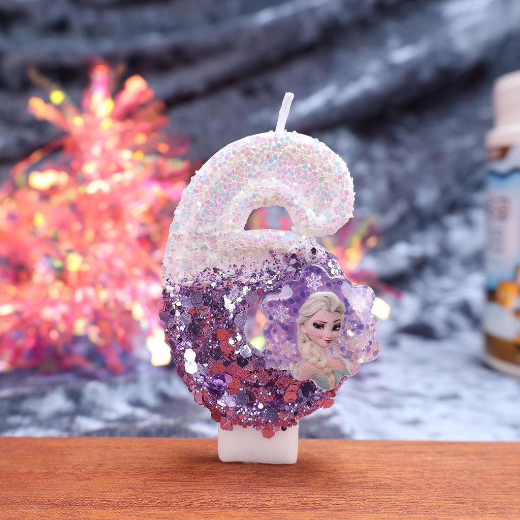 Creative Cute Elsa Princess Number Candles for Baby's First Birthday Cake - Green