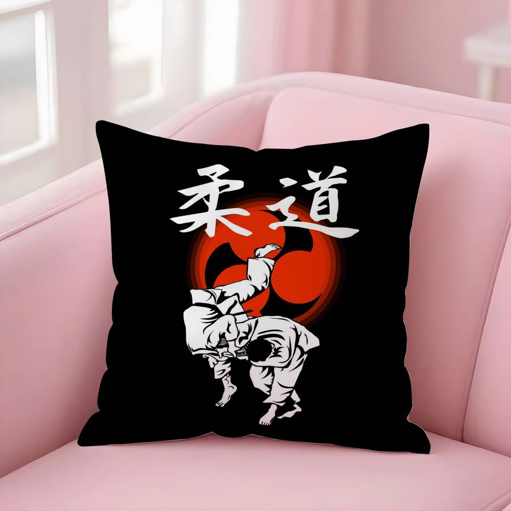 Sports Judo Martial Arts Pillow Case Sofa Short Plush Double-Sided Hd Printing Room Home Office Gift Cushion Cover