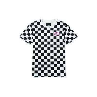 Vans Logo Checkerboard Print Colorblock Short Sleeve T-Shirt Unisex Tops Black VN0A4MLUJ0Z