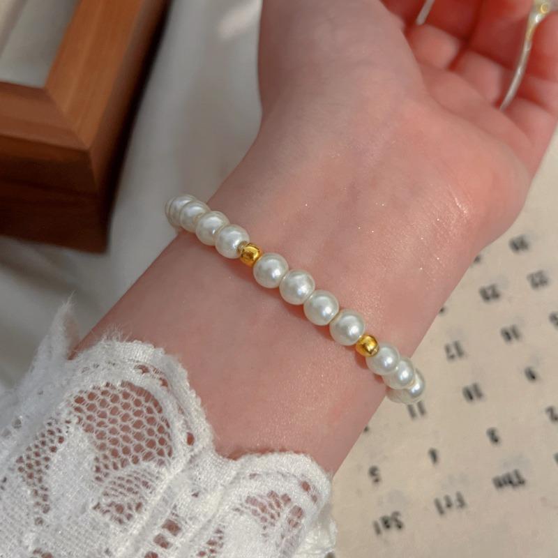Bracelet Perle Irregulière Forme Spéciale Française Bracelet Femmes Niche Luxe Léger Exquis Doré Demi-Bracelet Bracelet Accessoires