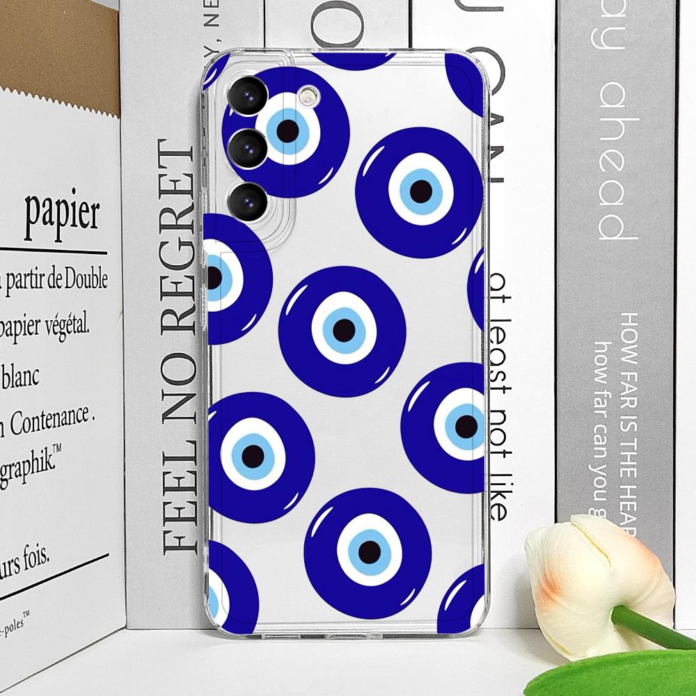 Lucky Eye Blue Evil Eye Print Phone Case for Samsung Galaxy A14 A16 A55 A54 A36 A53 A13 A15 A25 A52 5G Clear Soft Covers Fundas