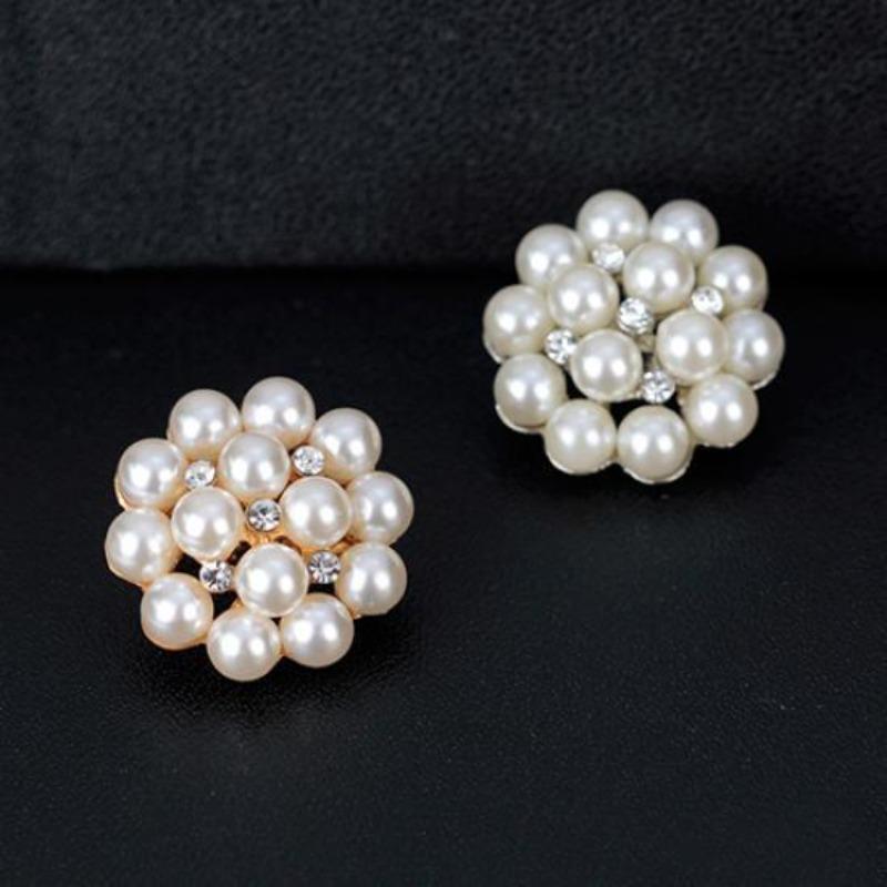 Flower Rhinestone Imitation Pearl Brooch Pin DIY Bridal Wedding Bouquet Decor