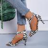 Mode Sexy Zebra Sandalen Dames Luipaard Dunne Hoge Hakken Dames Pumps Vis Mond Romeins Zomer Nieuwe Feest Open Teen Schoenen