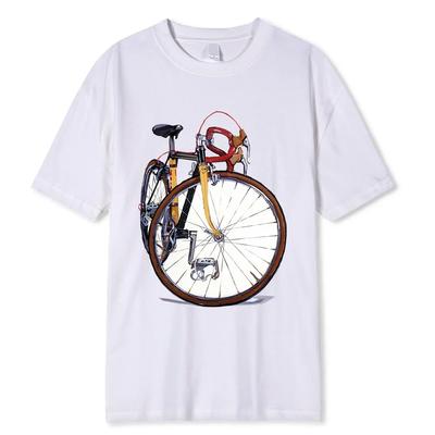 Fixed Gear Bicycle Cyclist Painting T-Shirt New Summer Men Short Sleeve Road Bike Sport Lover White Casual Boy Tees Vintage Tops