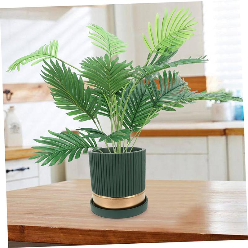 60CM Artificial Palm Tree Tropical Fake Plant Green Plastic Palm Leaf Branches Suitable for Home Garden Decor Photography Props