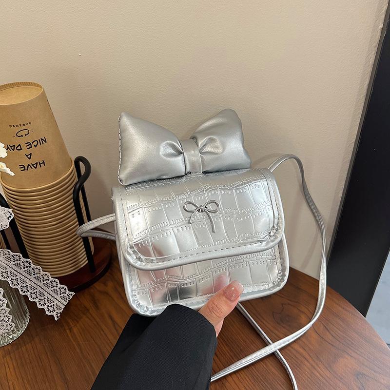 Modische kontrastierende Damen-Umhängetasche, süße und niedliche Schleife, Umhängetasche für Mädchen, neue quadratische Mini-Tasche