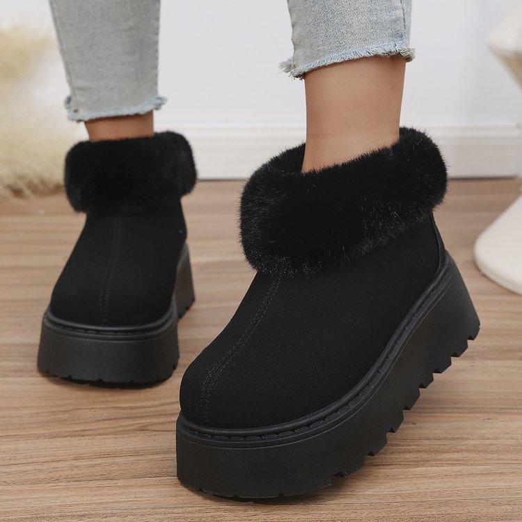 Large Size Thick-soled Snow Boots for Women's Autumn and Winter New Flipped Plush Thickened Warm Snow Boots for Women
