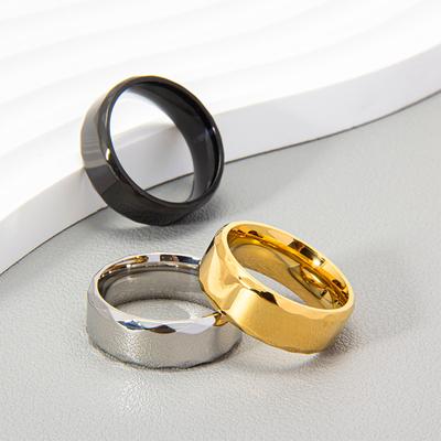 New European and American Popular Jewelry 8mm Men's Titanium Steel Ring, Carved Multi-faceted Edge Ring