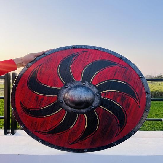 60.96 Cm Medieval Wooden Viking Shield Viking Wall Decor, Wood Wall Art, Handmade Home Decor, Fathers Day Gift For Him