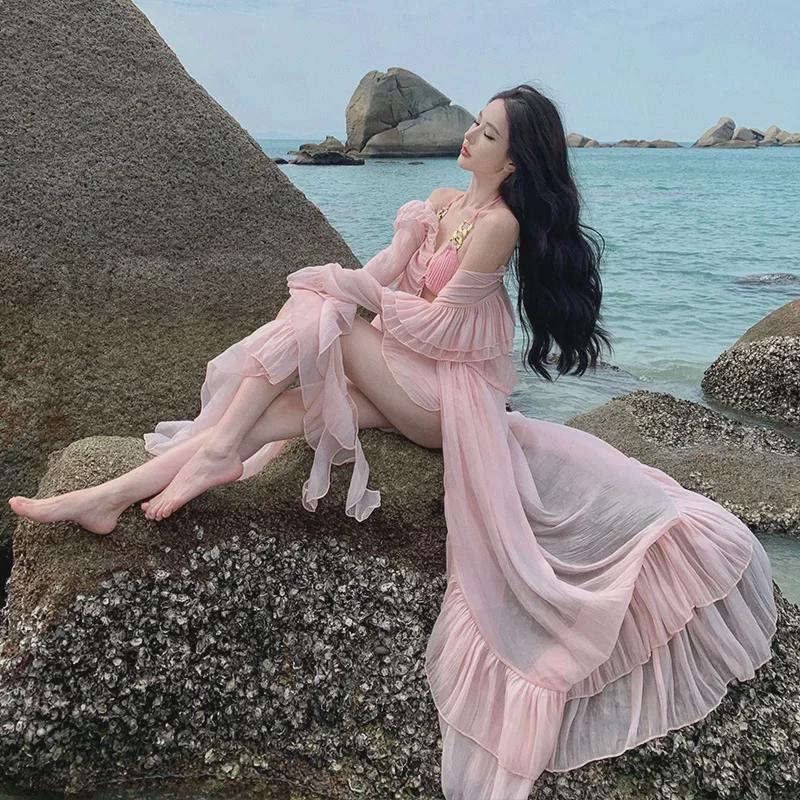 Elegant French Romantic Sunscreen Cardigan Dress for Seaside