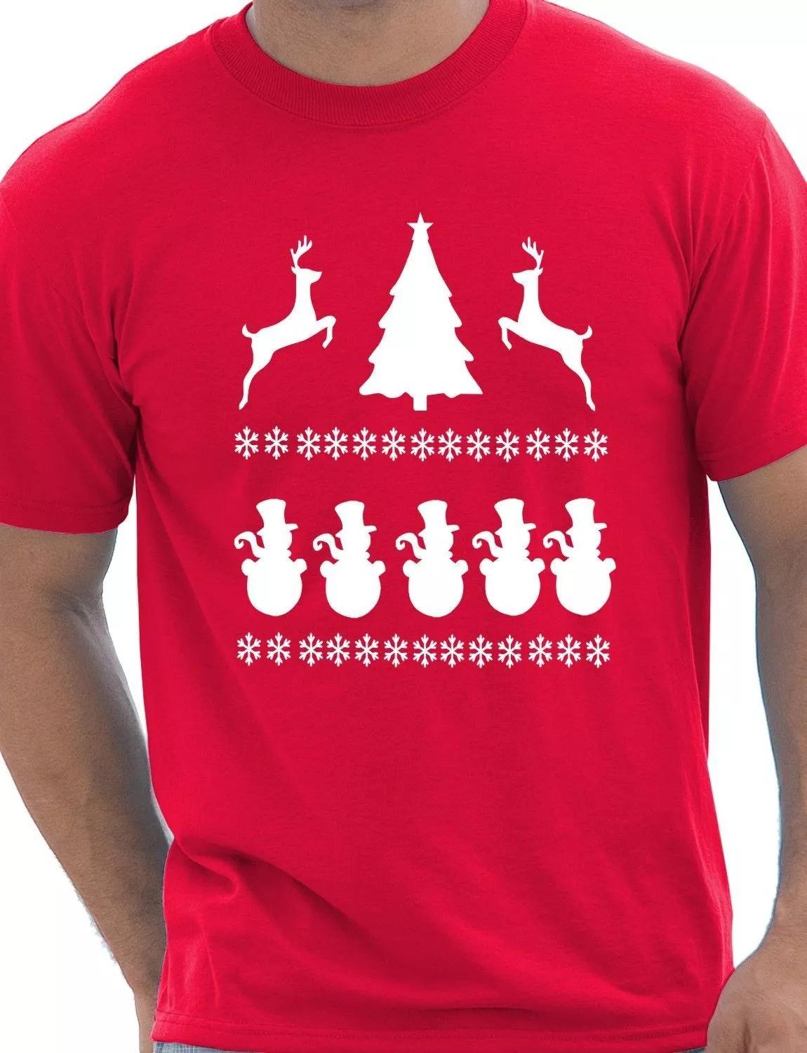 Christmas Scene Reindeer Funny Mens Christmas Gift T-Shirt Size S-XXL L