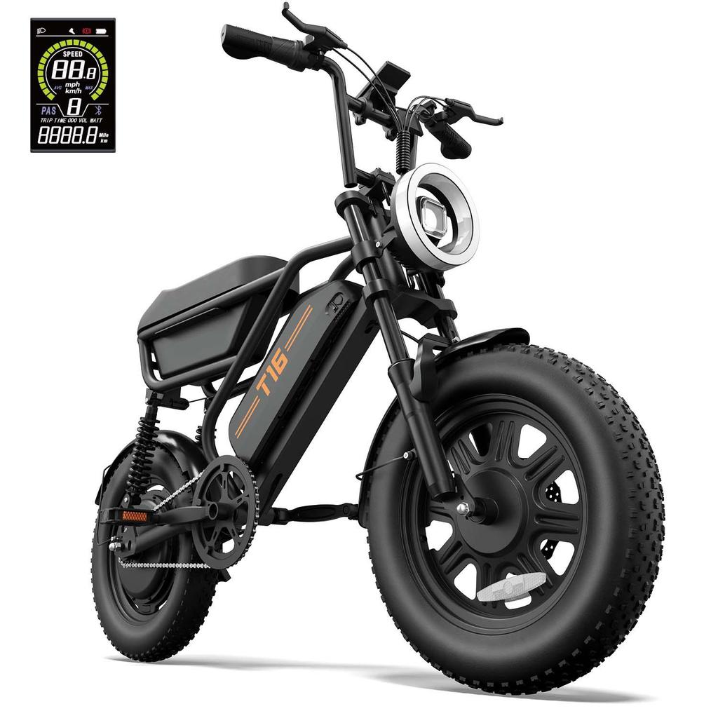 URLIFE Bicicletă Electrică T16, Baterie 48V 13Ah, Suspensie Completă, cu Cutie Mare de Depozitare