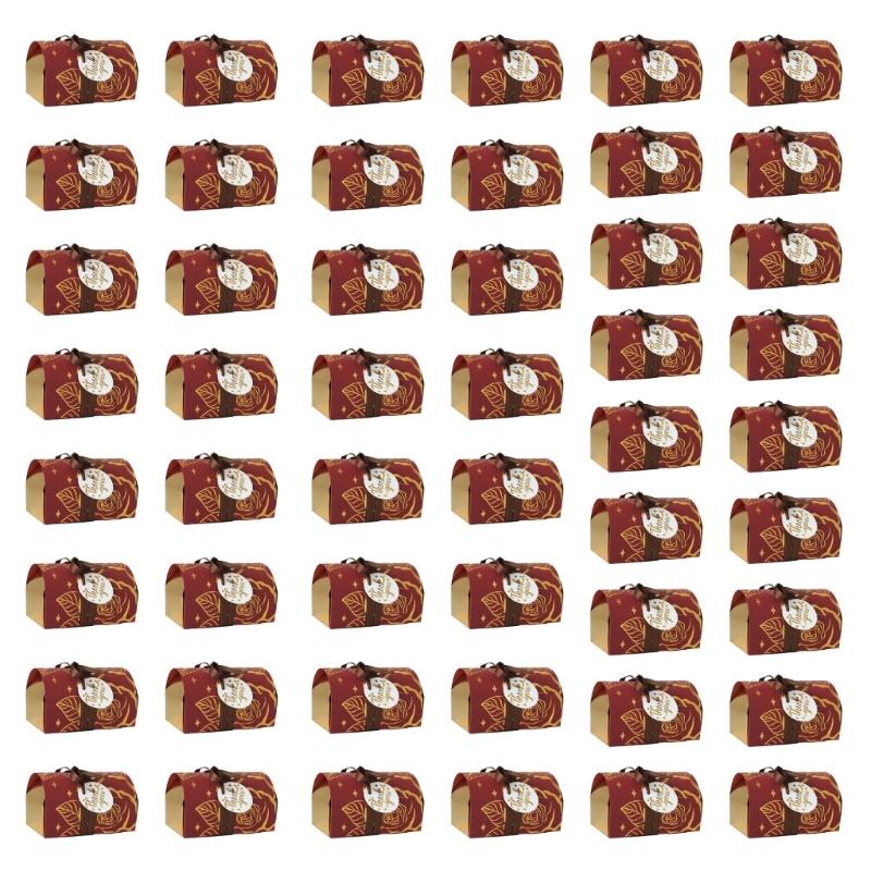 

Set of 50 Candy Box Embossed Gift Box with Ribbon Gift Containers Suitable for Wedding Birthdays Celebrations Gatherings