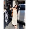 Women's Pleated Camisole Dress - Slimming, Versatile, Solid Color Long Dress for a Chic and Effortless Style