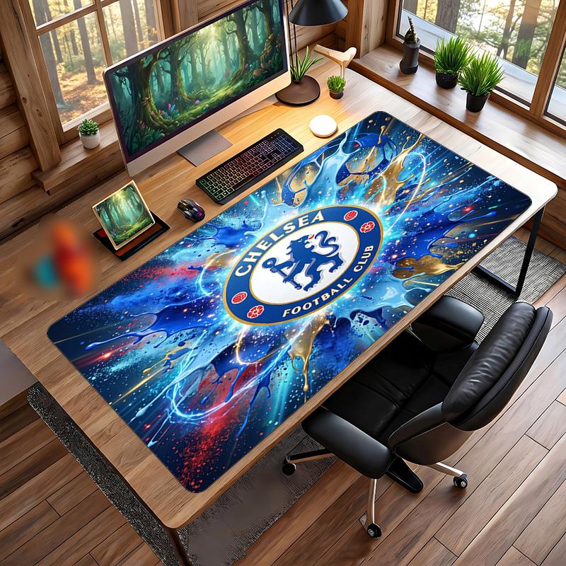 Tappetino per Mouse Grande Stampato Chelsea FC, Tappetino da Scrivania Gaming Morbido in Gomma Antiscivolo per Decorazione Ufficio Laptop Computer