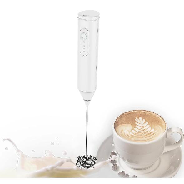 

MINI Milk Frother USB Rechargeable 3 Speeds Foam Maker Coffee Whisk Mixer Electric Handle Blender Egg Beater 0.5L белый