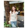 Swing Collar Slanted Shoulder Three-dimensional Bow Short-sleeved T-shirt Women's Summer Irregular Top