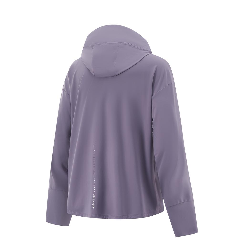 Li Ning Ice Cream Letter Zipper Hooded Comfortable Breathable Versatile Loose Jacket Women jackets Dark-Gray Purple AFDVE46-4