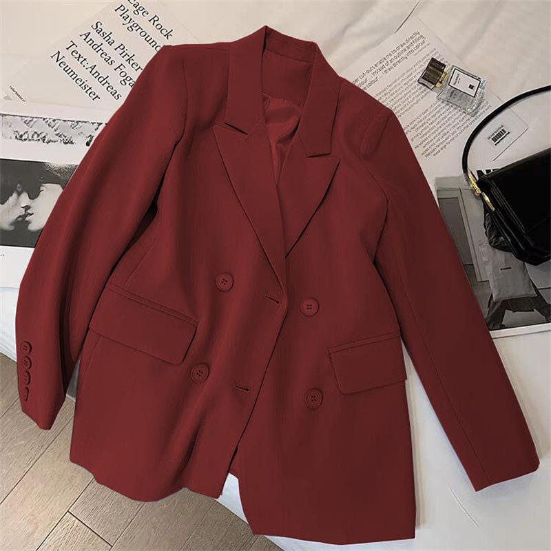 Casual Long Sleeve Blazer Suit Solid Color Jacket for Women Fashion Korean Business Formal Blazers Suits Green Black