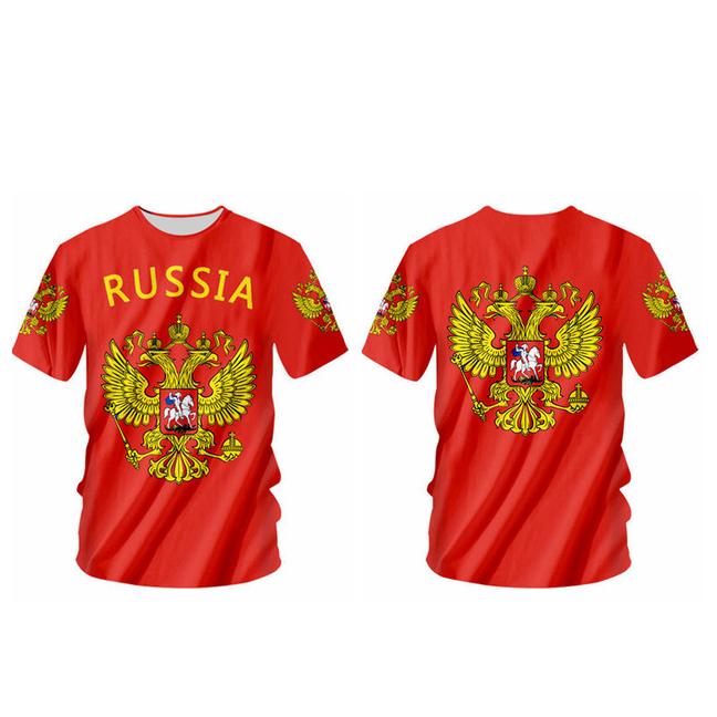 Забавная летняя повседневная футболка с 3d принтом российского флага для мужчин и женщин — фото 4