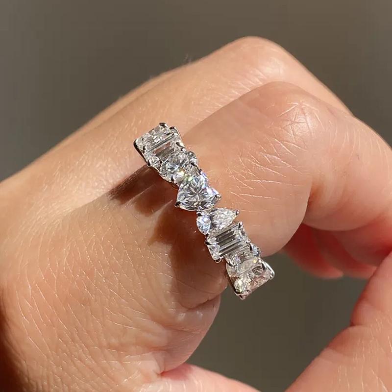 Chic Sparkling Geometric Cubic Zirconia Rings for Women Statement Jewelry Female Fashion Wedding Band Finger Accessories