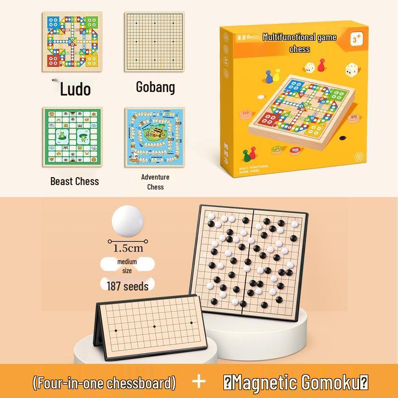 HANDUNYOU Kids 4-in-1 Educational Board Game Set